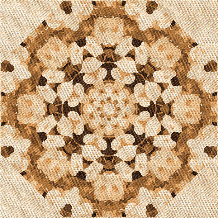Round Patterned Pastel Orange Rug, pat1948org