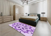 Patterned Blossom Pink Rug in a Bedroom, pat1948pur