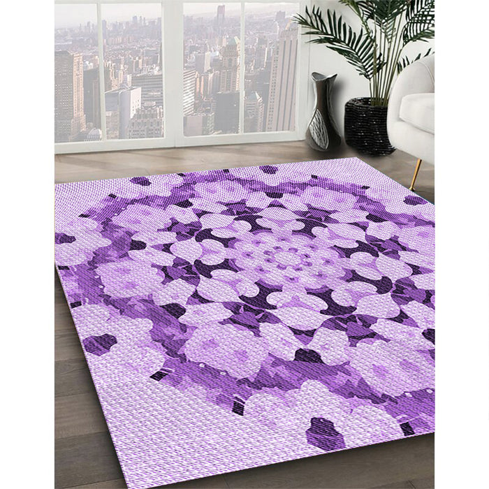 Patterned Blossom Pink Rug in Family Room, pat1948pur