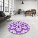 Round Patterned Blossom Pink Rug in a Office, pat1948pur