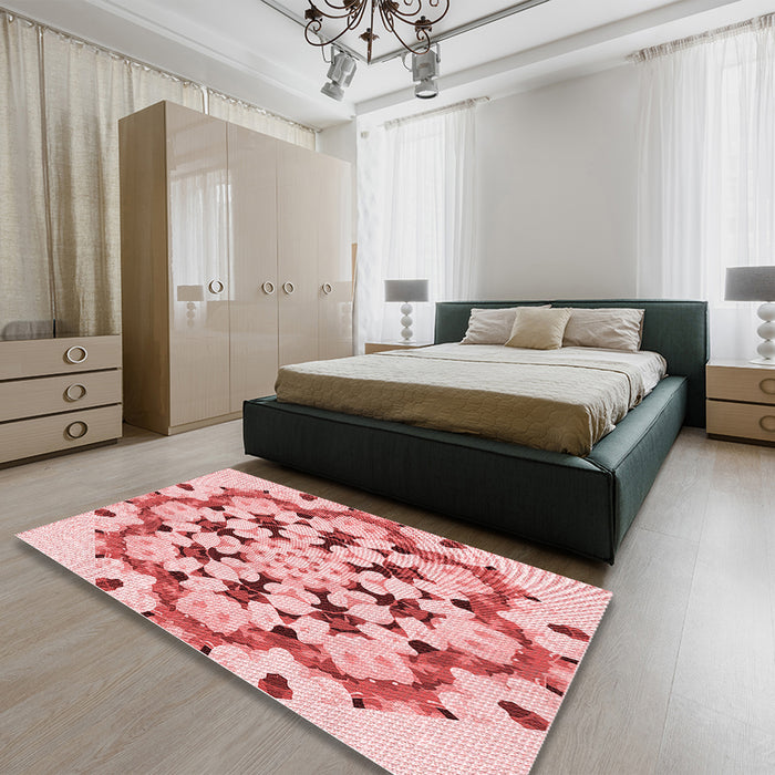 Patterned Red Rug in a Bedroom, pat1948rd