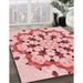 Patterned Red Rug in Family Room, pat1948rd