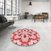 Round Patterned Red Rug in a Office, pat1948rd