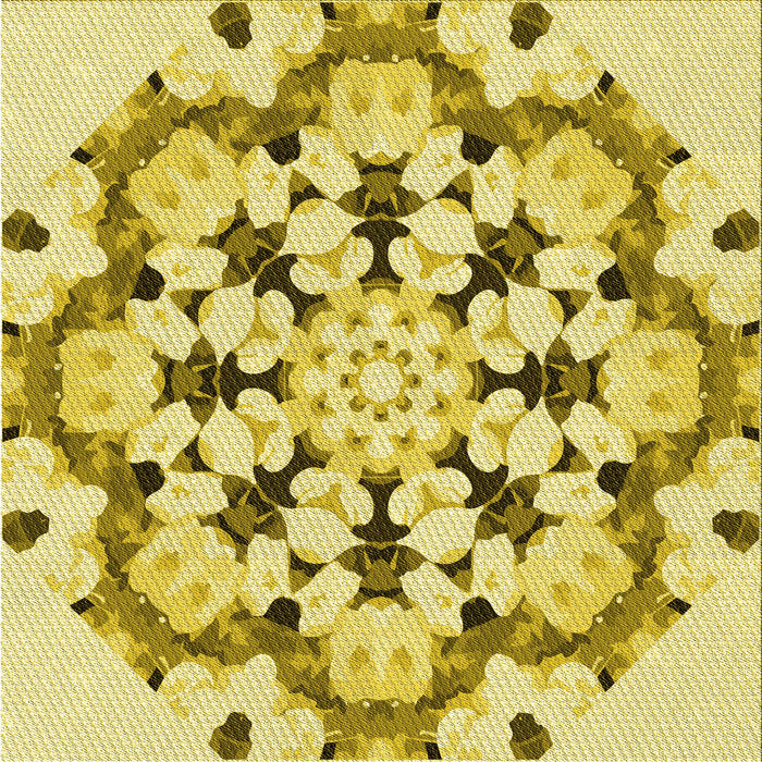 Round Patterned Dark Golden Brown Rug, pat1948yw