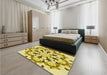 Patterned Dark Golden Brown Rug in a Bedroom, pat1948yw