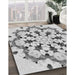 Patterned Platinum Gray Novelty Rug in Family Room, pat1948