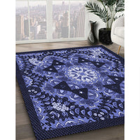 Patterned Light Slate Blue Rug, pat1949blu