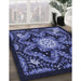 Patterned Light Slate Blue Rug in Family Room, pat1949blu