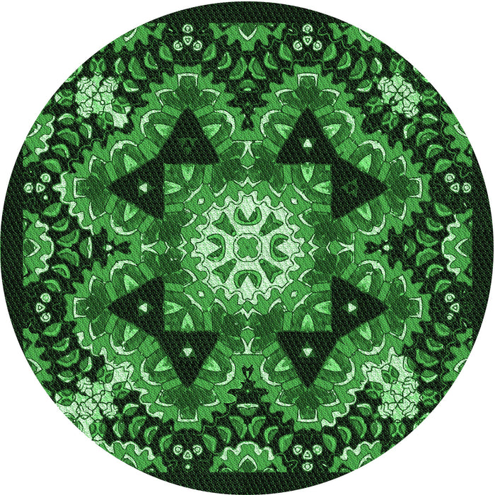 Square Machine Washable Transitional Dark Forest Green Rug in a Living Room, wshpat1949grn