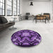 Round Patterned Purple Rug in a Office, pat1949pur