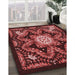 Patterned Maroon Red Rug in Family Room, pat1949rd