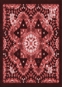 Machine Washable Transitional Maroon Red Rug, wshpat1949rd