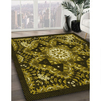 Patterned Black Brown Rug, pat1949yw