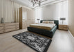 Machine Washable Transitional Midnight Gray Rug in a Bedroom, wshpat1949