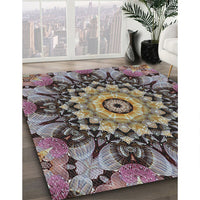 Patterned Burgundy Brown Novelty Rug, pat194