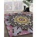 Patterned Burgundy Brown Novelty Rug in Family Room, pat194