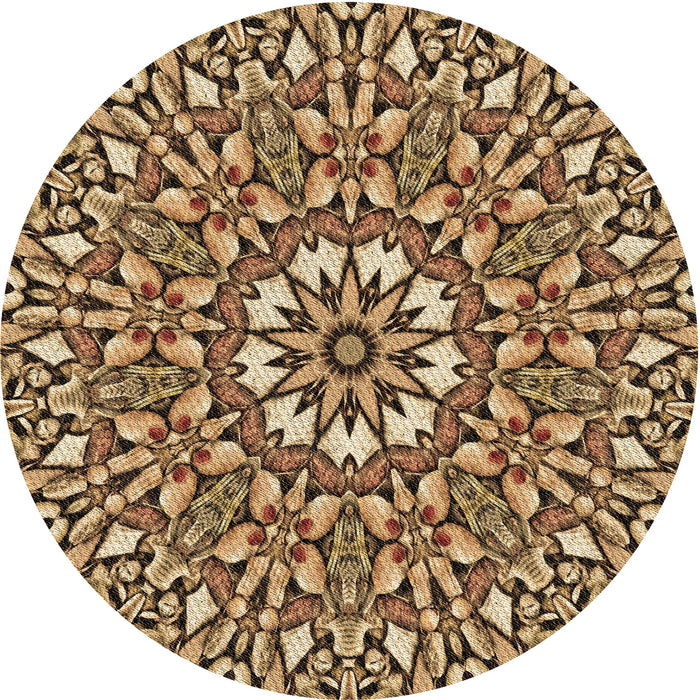 Square Patterned Yellow Orange Rug, pat195brn