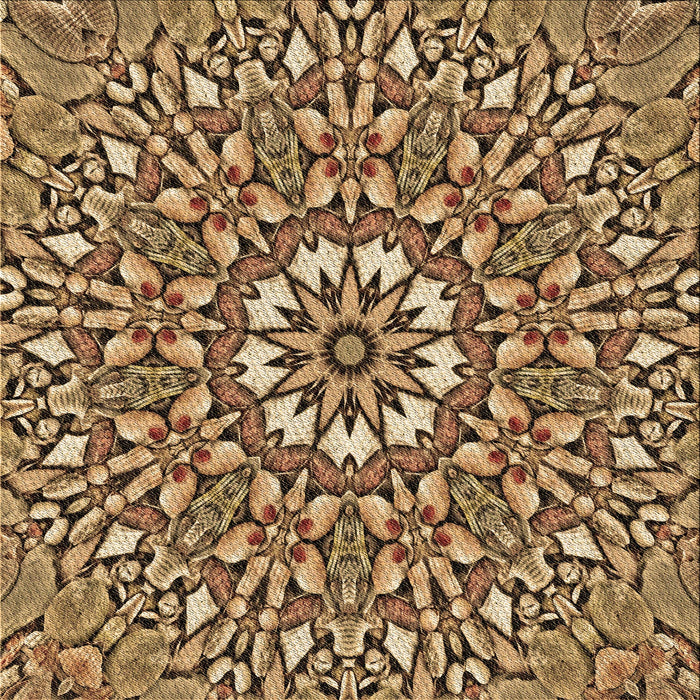 Round Machine Washable Transitional Yellow Orange Rug, wshpat195brn