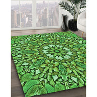 Patterned Deep Emerald Green Rug, pat195grn