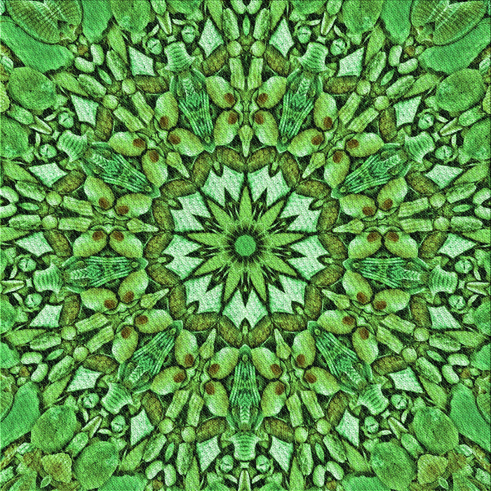 Round Patterned Deep Emerald Green Rug, pat195grn