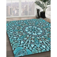 Patterned Diamond Blue Rug, pat195lblu