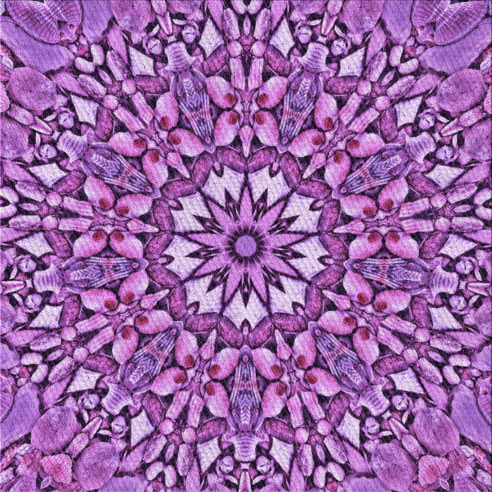 Round Patterned Dark Magenta Purple Rug, pat195pur