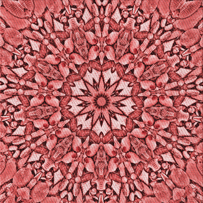 Round Patterned Red Rug, pat195rd