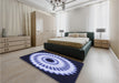 Patterned Lapis Blue Rug in a Bedroom, pat1950blu