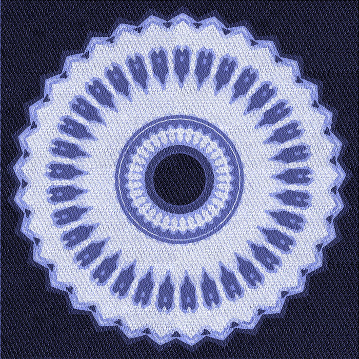 Round Machine Washable Transitional Lapis Blue Rug, wshpat1950blu