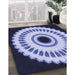 Patterned Lapis Blue Rug in Family Room, pat1950blu