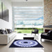 Machine Washable Transitional Lapis Blue Rug in a Kitchen, wshpat1950blu