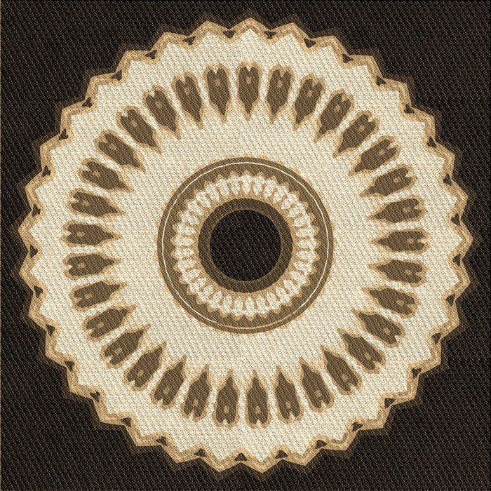 Round Patterned Milk Chocolate Brown Rug, pat1950brn