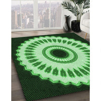 Patterned Deep Emerald Green Rug, pat1950grn