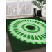 Machine Washable Transitional Deep Emerald Green Rug in a Family Room, wshpat1950grn