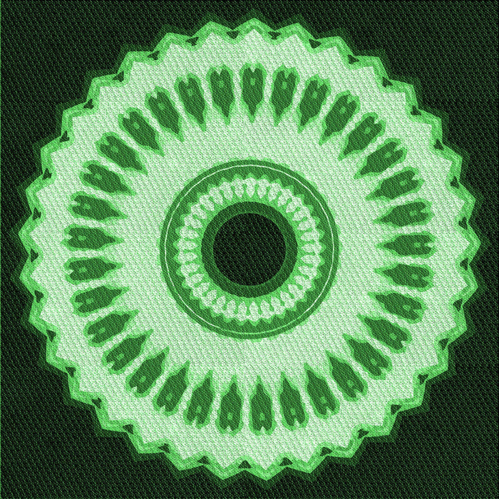 Round Machine Washable Transitional Deep Emerald Green Rug, wshpat1950grn