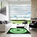 Square Patterned Deep Emerald Green Rug in a Living Room, pat1950grn