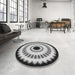 Round Patterned Silver Gray Rug in a Office, pat1950gry