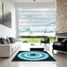 Square Patterned Deep-Sea Blue Rug in a Living Room, pat1950lblu