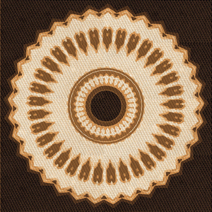 Round Patterned Red Rug, pat1950org