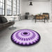 Round Patterned Purple Rug in a Office, pat1950pur