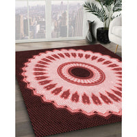 Patterned Pastel Pink Rug, pat1950rd