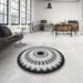 Round Patterned Charcoal Black Novelty Rug in a Office, pat1950