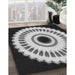 Patterned Charcoal Black Novelty Rug in Family Room, pat1950