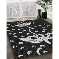 Patterned Black Rug, pat1951gry