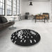 Round Patterned Black Rug in a Office, pat1951gry