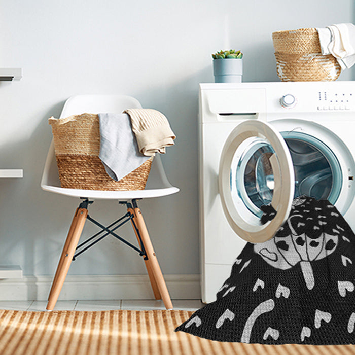 Machine Washable Transitional Black Rug in a Washing Machine, wshpat1951gry