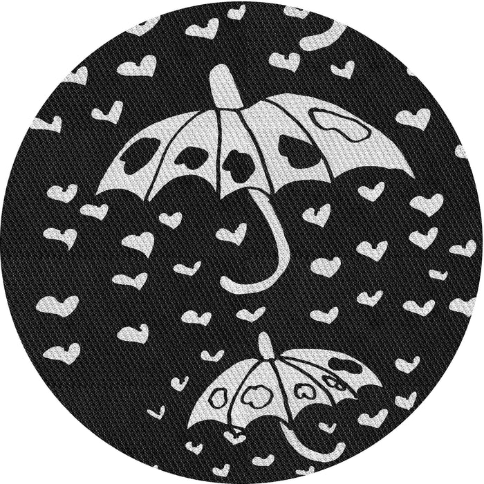 Square Patterned Black Rug, pat1951gry