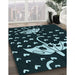 Machine Washable Transitional Deep-Sea Green Rug in a Family Room, wshpat1951lblu