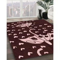 Patterned Chocolate Brown Rug, pat1951rd