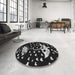 Round Patterned Black Novelty Rug in a Office, pat1951